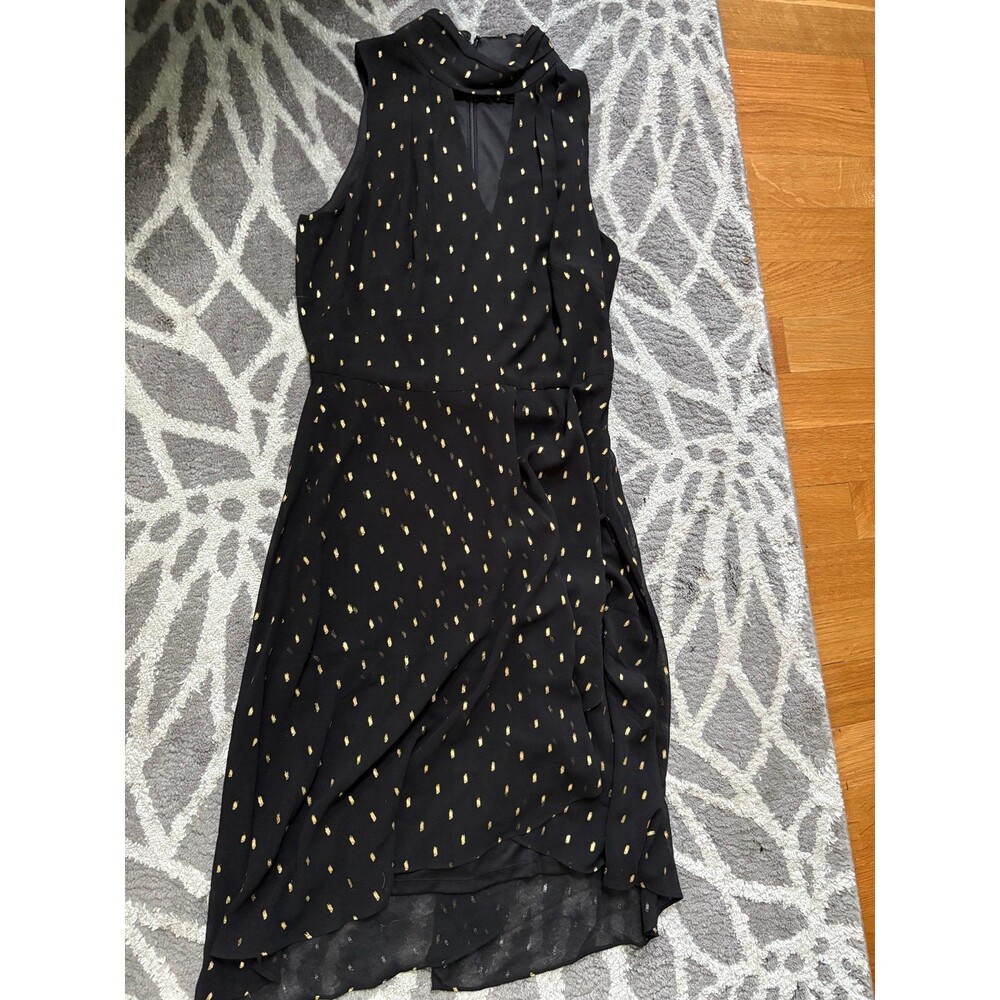 High Neck Black and Gold Polka Dot White House Black Market Midi Dress